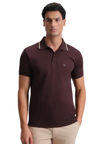 Image of XYXX Men's Solid Cotton Polo T-Shirt | Mercerized Pique Polo Collor Tshirts | Half Sleeves | Solid-Slim Fit | Espresso Brown