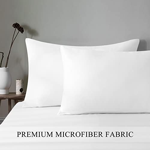 Aisbo Queen Size Pillow Cases Set Of 2 - White Queen Pillowcase 2 Pack With Envelope Closure, Soft Brushed Microfiber Bed Pillow Case Cover, 20X30 Inches #TOP2