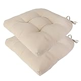 Outdoor Chair Cushions 19 x19 Inch,Water Resistant Tufted Seat Cushions 19',Reversible,Weather Resistant,Rounded Back Wicker Chair Cushion for Patio Garden Furniture(Antique Beige)
