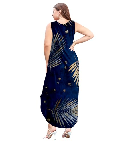 Image of Wolddress Womens 2026 Plus Size Sleeveless Tank Dress Casual Loose Sundress Split Summer Beach Long Maxi Dresses with Pockets