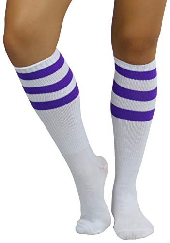 Image of ToBeInStyle Women's Premium Below Knee Athletic Socks w /Contrasting Wide Stripes