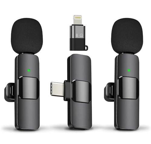 Image of BOVTY Omnidirectional Lavalier Wireless Microphone for Type-C Android & iPhones, Noise Reduction Lapel Mic for Youtubers, Video Recording, Facebook Live, and Streaming.. (Black)