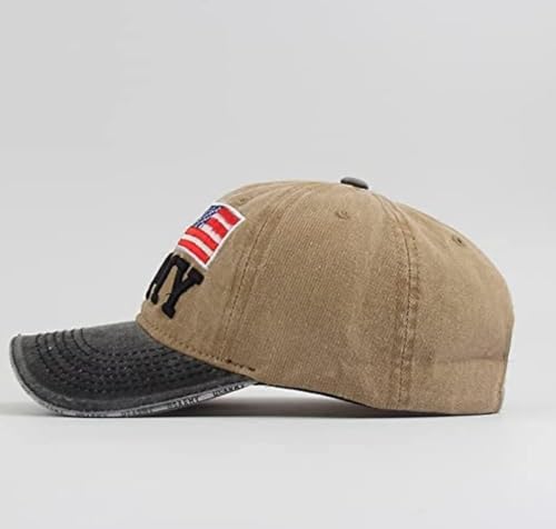 Image of Denim Us Army Flag Style Cotton Embroidered Adjustable Baseball Cap for Adult Men Women Unisex