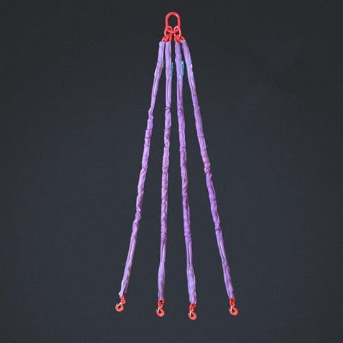 4-Leg Bridle Sling with Grab Hooks, 6613lbs Polyester Lifting Strap for Chain Hoist, Durable Cargo Handling, Heavy-Duty Towing, 6m Length, Safe and Reliable