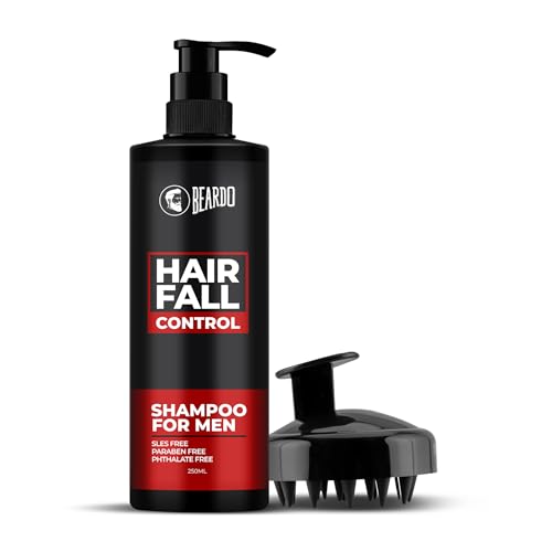 Beardo Hair Fall Shampoo 250ml & Scalp Massager (Set of 2) | Goodness Of Amla, Rosemary Oil, Aloe Vera and Brahmi| Soft Silicone Bristles for Dry Massage, Oil & shampoo | Nourishing with Gentle Massager for Healthier