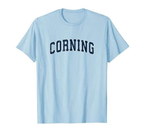 Corning New York NY Vintage Sports Design Navy Diseño Camiseta