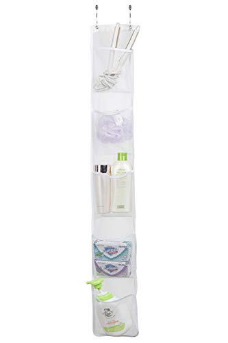 ALYER Hanging Storage Shower Caddy Organizer,Mesh Pockets for Bathroom,Closet,Pantry (White)