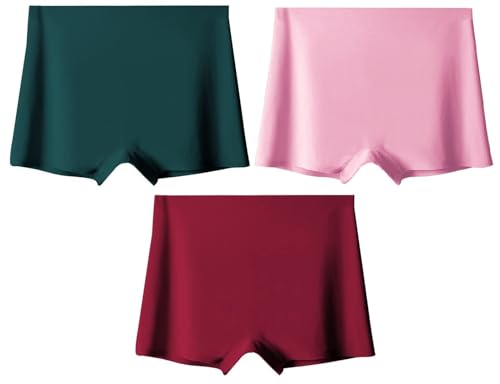 Image of LOURYN KOULYN Women's Ice Silk Seamless Boyshort Panty, (Pack of 3 Panty)