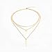LETTARIUS Disc Bar Pendant Layering Collar Necklace Gold Cute Charm Multi Layered Chain Choker Fashion Statement Jewelry for Women
