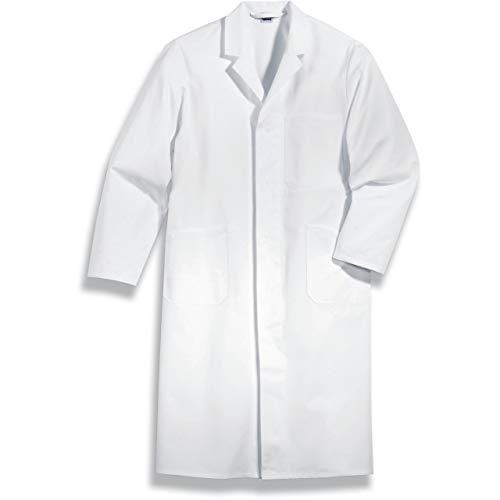 Uvex 143 Men's Work Coat - White Men's Lab Coat - With Multiple Pockets and Back Strap, White, 54