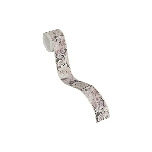 A.S. Création Tapetenbordüre Selbstklebend Blumen Romantisch Creme Rosa Grau 390431 5,00m x 0,05m Made in Germany