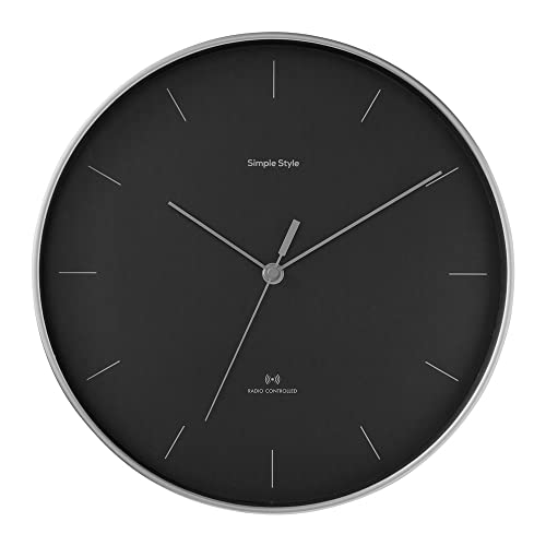 アイリスオーヤマ 壁掛け電波時計 ステップ秒針 直径30cm 全6カラー アナログ 電波 掛け時計 ACR01-30-B ブラック