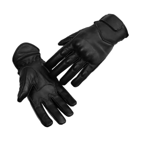 Black Leather Best Waterproof Thermal Thinsulate Warm Winter Motorcycle Motorbike Racing & Sport Gloves Velcro Wrist Fastening (Medium) Cover