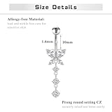 Briana Williams 3pcs belly button bars ring dangly 1.6mm stainless steel sterling silver 10mm belly bar piercing butterfly heart with CZ - Image 2