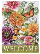 Evergreen Dahlia Botanica Suede House Flag 44x28 Double Sided, Welcome Spring Flags For Outside House, Front Door, Garden, Yard