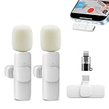 Micrófono Inalámbrico Solapa para iPhone y Android, Lavalier Pro para Vloggers Streamers YouTubers e Influencers, Micro con Reducción de Ruido para TikTok Instagram Reels Entrevistas y Vlogs, Blanco