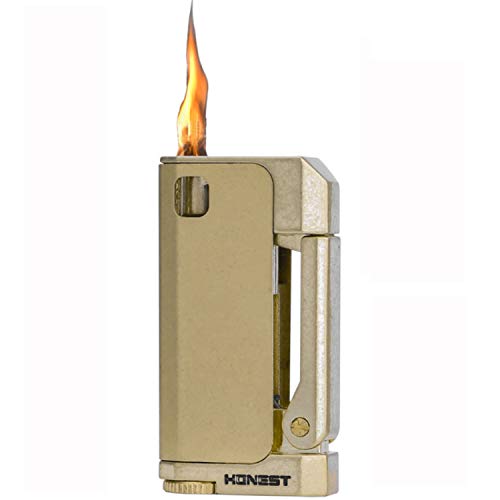 Kerosene Trench Copper Lighter Creative Side Ignition Lighter Vintage Windproof Lighter with Three-Sided Flame Design (Not Included Fuel)