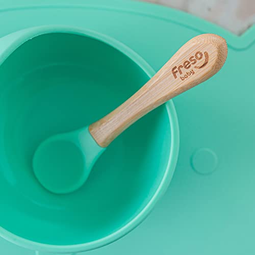 Freso Baby Colher Alimentação De Bebê Silicone Livre Bpa Atóxico E Bambu Orgânico Introdução Aliment