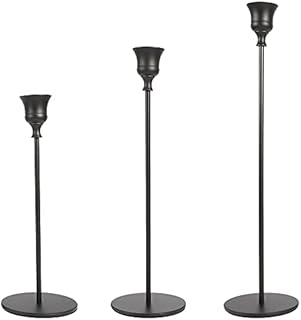 TCJJ 3pcs Sturdy Metal Candlestick Holders,Romantic Wedding Dinning Table Decorative Candlestick Black,The Best Decoration For Valentine'S Day, Living Room Table, Christmas, Birthday Party