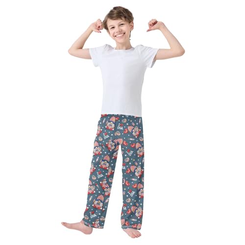 I Love USA Gnome Rocket Boys Long Pants Soft Trousers Elastic Waist Kids Lounge Bottoms with Pockets S-XL2