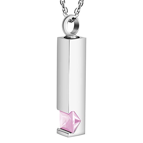 メモリアルペンダント 直方体 誕生石 ラインストーン 手元供養ペンダント 遺骨入れネックレス 取り外し可能 メンズ レディース 記念ジュエリー