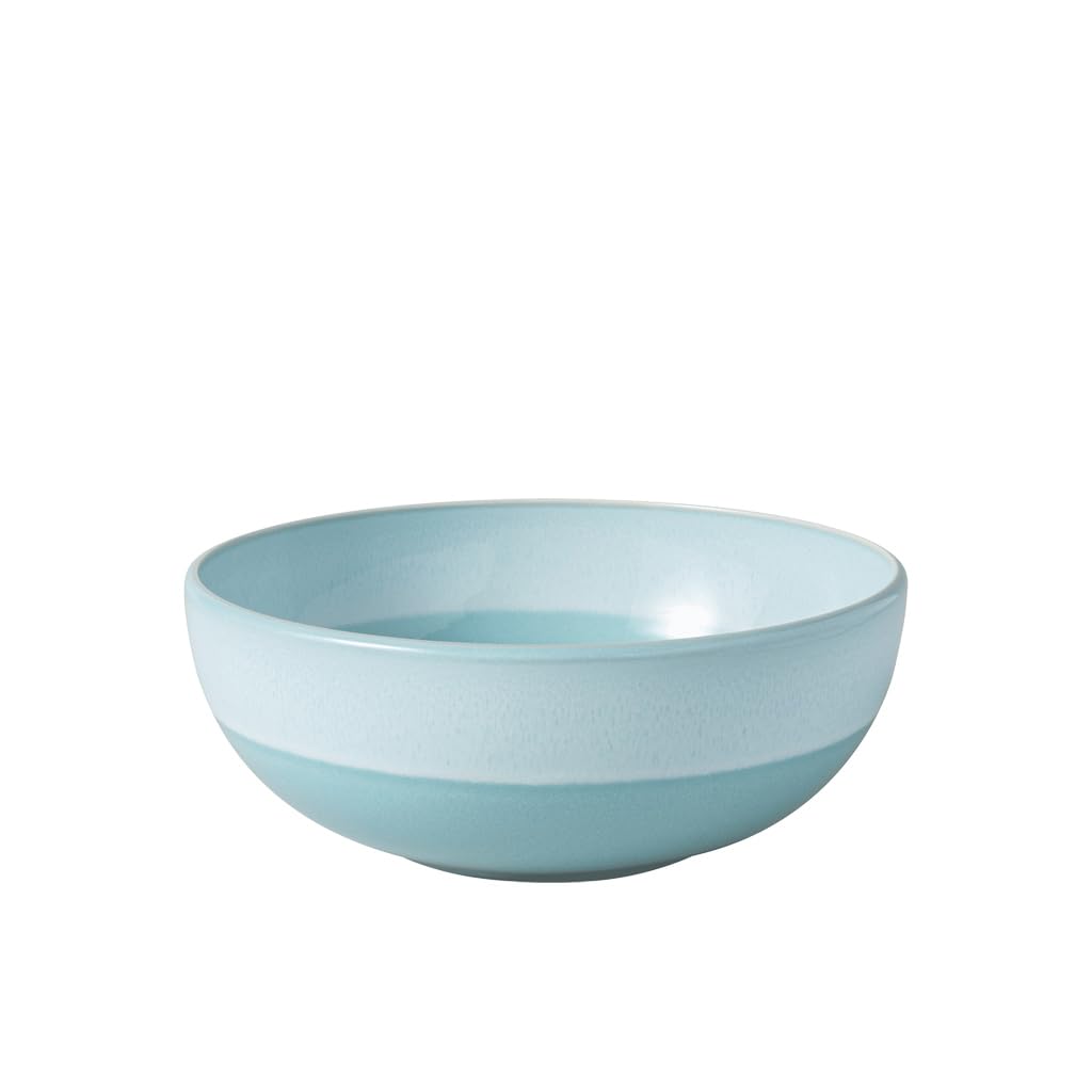 Like. by Villeroy & Boch – Perlemor Aqua Bowl, Dimensions: Approx. 17 × 17 × 6.5 cm, Blue, Dishwasher-Safe & Microwave-Safe, Pottery-Look Effect Glaze, Premium Porcelain Bowl