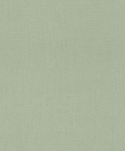 Rasch 484588 Papier peint intissé uni Vert clair avec structure textile 10,05 x 0,53 m (L x l)