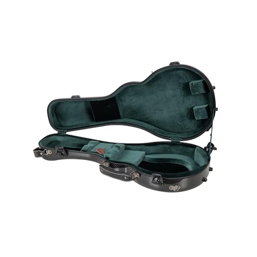 Crossrock Air Carbon Mandolin Case – Contoured for F-Style (Fits Gibson F5) | Gloss Carbon Black Finish, TSA Lock, Backpack Straps, Accessory Compartment – Elite Pro Travel Series