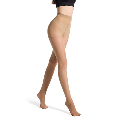 Frola 2 Pairs Semi Opaque Tights for Women - 40 Denier Microfiber Control Top Footed Pantyhose3