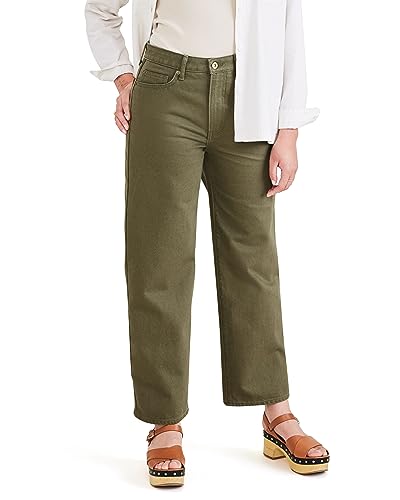 Dockers Women's High Straight Fit Jeancut Pant, Camo Green, 25