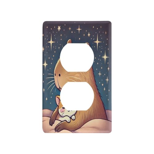 Capybara Night Light Switch Cover Decorative Receptacle Outlet Wall Plate Guard Plastic Wall Outlet Cover for Farmhouse Home Decor Livingroom (Duplex Outlets Cover)