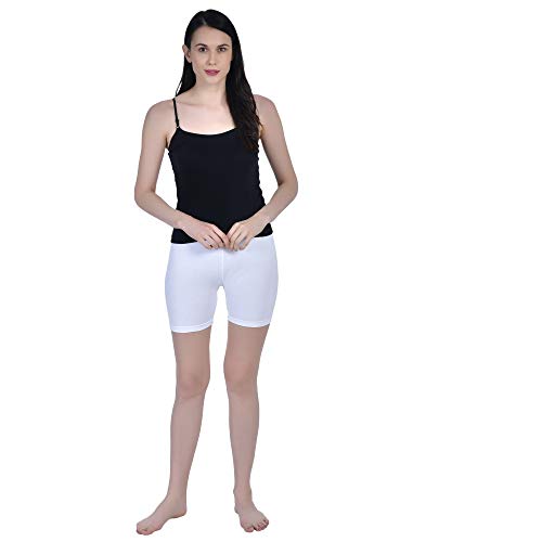Aimly Short feminino elástico de algodão para ciclismo, academia, ioga, comprimento até o joelho, pa
