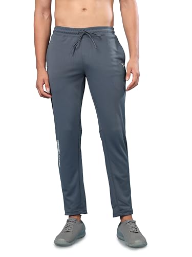 Image of TECHNOSPORT Men Mid Rise Solid Regular Fit Track Pant with Technodry, Antimicrobail for Gym, Workout, Sports and Regular Use