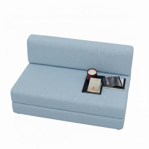 Image of PUM PUM Foldable Sofa Cum Bed | EPE Foam 2 Seater Floor Sofa | Premium Jute Fabric | Space-Saving Furniture for Living Room & Bedroom|36 Inch Width,Sky Blue