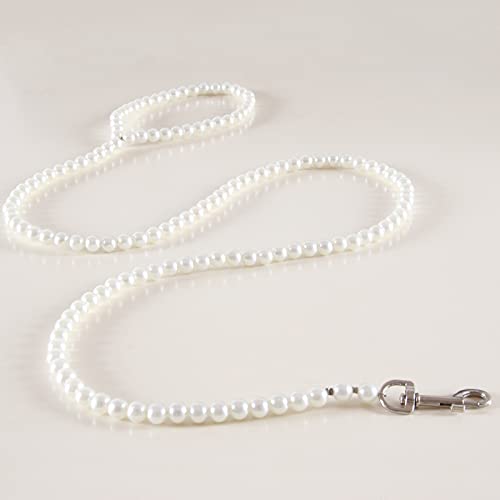 Cdycam 120Cm 4Ft Custom Pearls Beaded Pet Dog Cat Training Walking Leash Lead Leashes #TOP2