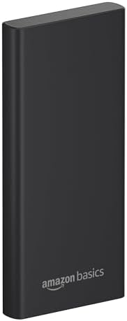 amazon basics 10000mAh 22.5W Fast Charging Power Bank with Cable | Triple Output Ports |Dual Input Ports | Lithium Polymer Power Bank | Compact Metal Body (Black), Mixed Output Ports (USB-A + Type-C)