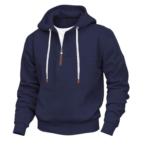 Tactical Hoodies for Men Quarter Zip Pullover Hoodies Long Sleeve Casual Sweatshirt Drawstring Fall Fashion Hoodies