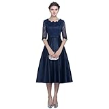 [EDREES] フォーマルドレス 結婚式 パーティードレス レディース ワンピース ロング丈 丸首 半袖 レース 蝶結び イブニングドレス お呼ばれ エレガント おしゃれ 披露宴 発表会 演奏会 (3XL, ブルー)