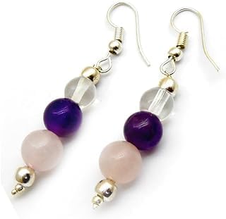 MADHAV CRYSTAL Natural Amethyst Rose Quartz Clear Quartz Beaded Round Crystals Tops Jhumka Earring Pair For Women And Girls Reiki Healings Crystal Healing Chakra Healing (B0CNTC6LDR) Amazon Price History, Amazon Price Tracker