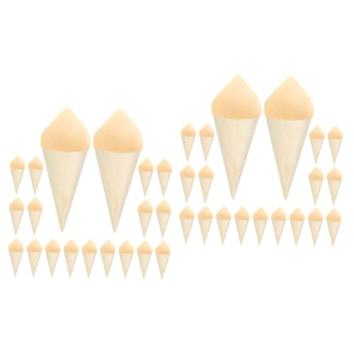 CIYODO 2sets Dessert Cones Wooden Ice Cream Cones Disposable Food Holder Easy to Clean Perfect for Events 100pcs*2