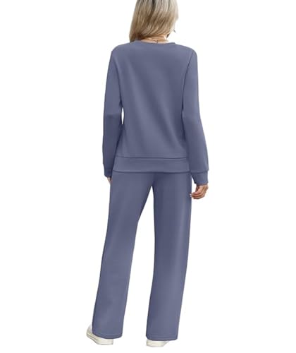 Women's 2 Piece Sets Sweatshirt Casual Lounge Sweat Outfits Sets Long Sleeve Suits Wide Leg Pants 2025 Tracksuit2