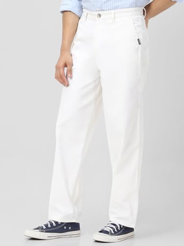 Image of Urbano Fashion Men's Loose Baggy Fit Solid Chino Trousers Non-Stretchable