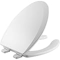 BEMIS 1550TTT 001 Open Front Toilet Seat will Never Loosen and Provide the Perfect Fit, ELONGATED, Durable Enameled Wood, White