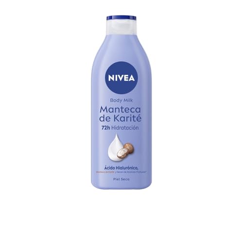 NIVEA Body Milk Burro di Karité (1 x 400 ml), latte per il corpo che idrata per 72 ore, crema idratante per il corpo con acido ialuronico, per pelli secche