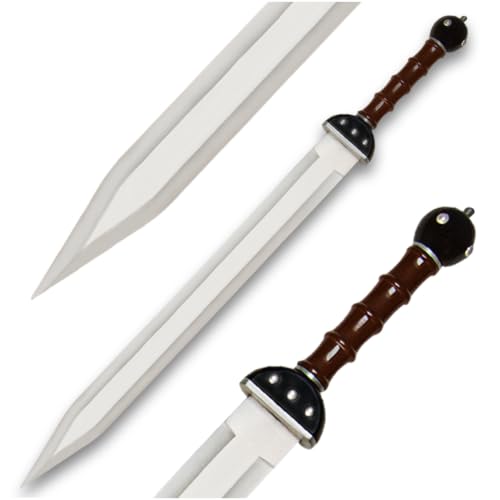 Gladiator Warrior Sword | Roman Gladius Style Sword | 18 1/2 Inch Stainless Steel Blade | 25 3/4 Inch Overall | ABS Guard and Pommel | Nylon Shoulder Sheath with Adjustable Straps