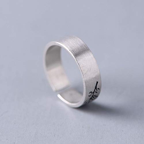 Bague S925 Double Bonheur de style chinois rétro mat et ajustable - 3