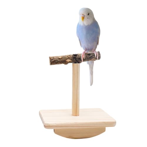 Image of Bird Perch Rocking Toy, Natural Wood Parrot Tumbler Toy, Bird Perch Stand & Chewing Toys, Parakeet Paw Grinding Stick, Cage Accessories for Small Birds Parakeets Cockatiels Budgies Finches Love Birds