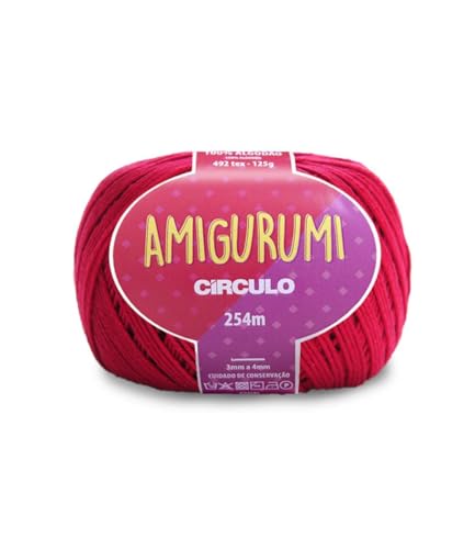 Circulo Amigurumi - Hilo de algodón 100% algodón virgen brasileño mercerizado, suave, rojo, peso deportivo, 4.4 onzas, 278 yardas, color 3611 - Rubi