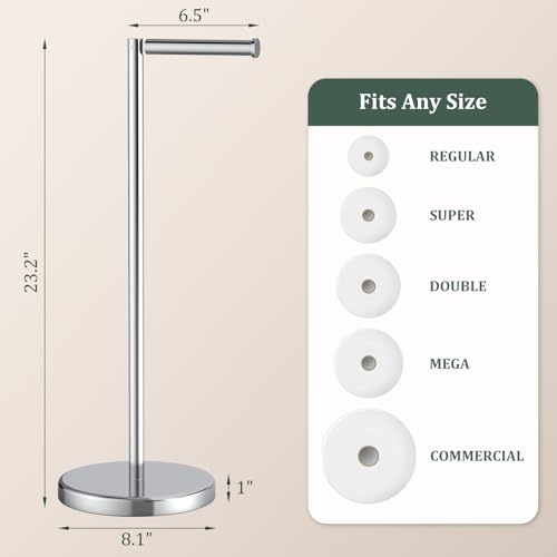 Evolvegoods Chrome Toilet Paper Holder Stand, Freestanding Tissue Roll Holder for Bathroom, 304 Stainless Steel Rustproof Toilet Paper Stand Storage for 4 Rolls(Fits All Rolls) by Evolvegoods - Image 3