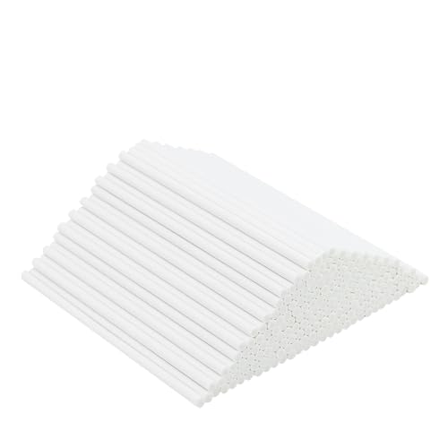 210 palitos de papel Lollipop, palitos para decoración de tartas, palos para cake pops, 10 cm x 3,5 mm, palitos de papel de chocolate, para postres, magdalenas, galletas, malvaviscos (blanco)